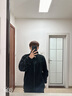 真維斯（Jeanswest）雙面奧粒絨開(kāi)衫男外套立領(lǐng)潮流秋冬季加絨加厚搖粒絨男士夾克保暖  黑色(破裂英文胸標) M (170) (30天質(zhì)量問(wèn)題全額退) 曬單實(shí)拍圖