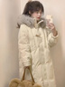 艾柔丹羽絨服女士冬季新款女裝中長款韓版大毛領(lǐng)小眾收腰顯瘦白鴨絨外套 米白色 S(建議90-110斤) 曬單實拍圖