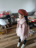 哈羅小黃鴨  HAL.DUCK女童皮草2023冬季新款女寶寶洋氣加厚派克服外套兒童兔毛棉衣冬裝 杏色 140 (身高130-140cm年齡10-11歲) 曬單實(shí)拍圖