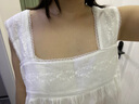 朵朵·可可夏季純棉刺繡寬松大碼法式家居服白色吊帶背心長睡裙 米白（偏透） M (160) 曬單實拍圖