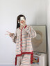 朵朵·可可冬季睡衣女珊瑚絨羽毛紗日系條紋長(cháng)袖長(cháng)褲家居服套裝 粉條紋 M (160) 曬單實(shí)拍圖
