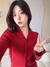 AEMAPE本命年紅色針織衫女2025秋冬新款修身復古針織開(kāi)衫時(shí)尚毛衣外套女 紅色 均碼 （建議85-136斤） 曬單實(shí)拍圖