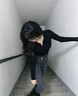 羅蒙（ROMON）法式長(cháng)袖V領(lǐng)針織打底衫女裝秋冬季修身顯瘦設計感毛衣內搭上衣 黑色 L -100-100斤 曬單實(shí)拍圖
