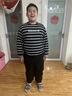 小豬托尼胖男童t恤兒童秋裝長(cháng)袖T恤條紋打底衫中大童孩子潮牌男大童休閑衫 黑白間條長(cháng)黑 160 合適155-165身高，110-130斤 曬單實(shí)拍圖