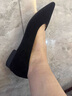 ELLE單鞋女鞋軟底豆豆鞋新款尖頭淺口瓢鞋通勤平底鞋子船鞋 黑色   跟高1.5cm 37 (235mm) 標準碼 曬單實拍圖