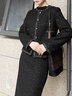 顏域毛呢外套半身裙兩件套女2025新款冬高級感黑色顯瘦小香風(fēng)套裝 黑色 L 曬單實(shí)拍圖