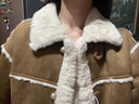 VEGA CHANG皮毛一體短外套女2025年秋冬曠野美拉德加厚麂皮絨翻領(lǐng)夾克 卡其色 M 曬單實拍圖