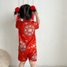 Shining Moment丨金玉滿堂 嬰兒連體衣夏季百天寶寶衣服紅色新生嬰兒衣服薄款 金玉滿堂-短袖立領連體衣 80cm 曬單實拍圖