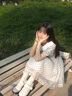 鏡莎波點娃娃領(lǐng)連衣裙子女夏學(xué)生2024新款復(fù)古學(xué)院風(fēng)顯瘦泡泡袖a字裙 波點杏色 均碼（可備注碼數(shù)） 曬單實拍圖