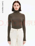 朗姿【秀款 明星同款】純羊毛無(wú)縫針織衫上衣內搭打底衫曠野美拉德女 深橄欖綠色 S 曬單實(shí)拍圖