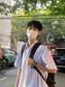 NASALIKE日系條紋短袖襯衫男夏季cityboy休閑百搭翻領(lǐng)襯衣潮牌薄款外套潮 【高質(zhì)量升級(jí)版】藍(lán)色 XL 建議體重120-130斤 曬單實(shí)拍圖