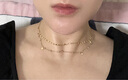 FENS珠寶【七夕禮物】 18k金項鏈女圓閃片雙層鉆石彩金鏈項鏈生日禮物 純欲-SHINING-圓閃片鉆石雙層鏈 曬單實拍圖