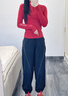 佑游跑步運動(dòng)上衣女長(cháng)袖秋冬新款訓練服晨跑健身速干本命年喜慶瑜伽服 紅色上衣 S （80-100斤） 曬單實(shí)拍圖