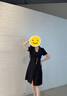 晨芙短袖西裝連衣裙女夏季新款職業(yè)裝氣質(zhì)經(jīng)理工裝裙美容珠寶店工作服 深藍色 XL 建議110-120斤 曬單實(shí)拍圖