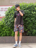 WASSUP HERMU官方男裝潮牌聯(lián)名短褲男夏季薄款潮流寬松休閑沙灘褲復古花褲衩 藏青色 XL（推薦125-145斤） 曬單實(shí)拍圖