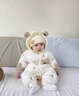 G.DUCKKIDS童裝嬰兒棉服外出冬季新款新生兒連體衣加絨加厚小熊刺繡寶寶衣服 米色 80 尺碼7-11月(建議寶寶75-85cm) 曬單實(shí)拍圖