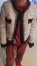 皮爾卡丹小香風羽絨服女冬季新款法式小個子撞色加厚白鴨絨內(nèi)里粗花呢 米白色（白鴨絨外套） M 100-115斤 曬單實拍圖