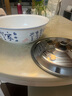 歐麗家 老式家用陶瓷和面盆白色手工加厚加深陶瓷大盆發(fā)面盆揉面盆洗菜盆陶瓷面盆 大號（外徑36cm）家和萬事興（不銹鋼蓋子） 曬單實拍圖