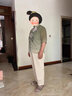 俞兆林（YUZHAOLIN）中老年人夏裝套裝女奶奶2025新款雪紡媽媽夏季上衣老太太衣服夏天 綠色+(搭配棉麻褲子) 2XL (建議105-120斤) 曬單實(shí)拍圖