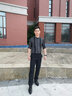 杰遜斯白色襯衫短袖男夏季冰絲修身痞帥英倫風(fēng)襯衣男潮流發(fā)型師潮裝衣服 黑色（CS350） XL （120-135斤） 曬單實(shí)拍圖