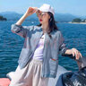 KANJOOP防曬衣女薄款衫外套新款夏季亞麻上衣透氣短款防曬服 湖藍(lán)色 2XL 【建議130-150斤】 曬單實(shí)拍圖