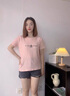 紅蜻蜓短袖t恤女2025年年夏季新款女裝純棉短袖女女士打底正肩上衣衫 粉色短袖 L 【建議105-120斤】 曬單實(shí)拍圖