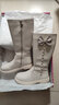 芭比童鞋兒童靴子女童秋冬長(cháng)靴中大童騎士靴百搭高筒靴加絨DA5639白37 曬單實(shí)拍圖