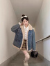 FOX.G牛仔棉服女士冬季外套女秋冬羊羔絨2025新款棉衣加絨加厚夾棉女裝 POLO領(lǐng)加絨牛仔藍(lán)色棉服 M 【建議110-120斤】 曬單實拍圖