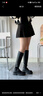 他她（TATA）厚底英倫長筒靴女靴子棕色加絨彈力美拉德靴秋冬WD702DG3 黑色 36 曬單實(shí)拍圖