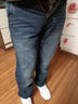 BILLION純棉直筒牛仔褲男秋冬季厚款合體中腰時(shí)尚潮流復古休閑褲子13067 深藍色 厚款 34 曬單實(shí)拍圖