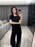幻沐短袖女新款2025年新款雙面絲光棉夏季圓領(lǐng)百搭純色純棉短袖t恤女 黑色圓領(lǐng) XL 【建議110-120】 曬單實(shí)拍圖