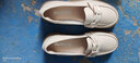 大東女士樂(lè )福鞋女2025春夏季新款鞋子配裙子平底英倫風(fēng)小皮鞋一腳蹬單鞋 米白色 38 曬單實(shí)拍圖