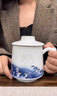GQB景德鎮茶杯陶瓷茶水分離辦公室水杯玲瓏過(guò)濾杯帶蓋泡茶杯子大容量 福海生財茶漏杯 曬單實(shí)拍圖