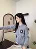 燦圖韓版潮流針織衫花朵毛衣服女秋冬季寬松慵懶小個(gè)子軟糯氣質(zhì)上衣 灰色 均碼 曬單實(shí)拍圖