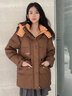 LINCCHIC金羽杰冬季新款輕暖連帽羽絨服女中款保暖寬松休閑面包服女士Y23802320 新布朗尼 M 適合130斤以下 曬單實拍圖