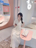 衣典零一（LEDIALYI）米白色連衣裙2024夏季女裝新款法式氣質(zhì)溫柔風(fēng)遮肚子仙女裙子夏天 米白色 S（建議105斤內） 曬單實(shí)拍圖