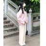 苒琦媽咪孕婦秋裝套裝2025新款休閑洋氣時(shí)尚褲子兩件套小個(gè)子孕婦毛衣秋冬 粉色毛衣+杏色加絨闊腿褲 L 曬單實(shí)拍圖