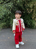 班喜迪兒童漢服套裝冬裝女童過(guò)年拜年服寶寶周歲禮服男童新年裝唐裝冬季 紅色 90 cm 曬單實(shí)拍圖
