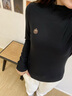 Teenie Weenie小熊女裝時(shí)尚簡(jiǎn)約長(zhǎng)袖T恤冬季半高領(lǐng)修身舒適打底衫 黑色 M (165) 曬單實(shí)拍圖