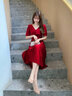 塞德勒敬酒服新娘2025新款平時(shí)可穿夏季訂婚連衣裙結(jié)婚小個(gè)子回門裝 中長(zhǎng)款  酒紅色 L 曬單實(shí)拍圖