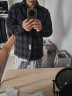 潮天士復(fù)古加厚格子外套男寬松工裝休閑男士長袖襯衫春季百搭大碼襯衣 灰色 XL【140-160斤】 曬單實拍圖