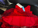 Badoubadou女童禮服裙公主裙女孩周歲生日女寶寶抓周連衣裙高端歲宴背心裙子 酒紅色+皇冠 100 曬單實(shí)拍圖