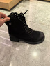 百麗（Belle）戶(hù)外時(shí)尚羊皮馬丁靴女商場(chǎng)同款舒適短靴3NW40DD5 黑色-薄絨 38 (240mm) 曬單實(shí)拍圖