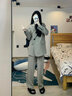 GARNUO灰色小西裝外套女2026春秋新款小個(gè)子兩件套休閑寬松短款西服套裝 灰色 M【111-120斤】 曬單實(shí)拍圖
