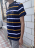 NASA URBAN夏天POLO男生條紋t恤翻領(lǐng)短袖男士夏季休閑半袖衣服男裝短袖T恤男 8011黃色 XL (建議體重130-145斤) 曬單實(shí)拍圖