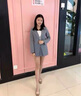 短款小西裝職業(yè)西服外套女氣質(zhì)秋冬 春秋新款韓版休閑西裝套裝女時(shí)尚寬松小香風(fēng)兩女裝秋季套裝 氣質(zhì)藍色套裝 L_建議【100-120斤】 曬單實(shí)拍圖