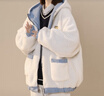 莫代爾羊羔毛外套女2025春秋冬新款加絨加厚兩面穿棉衣初高中學(xué)生棉服 藍色 M 95-110斤 曬單實(shí)拍圖