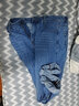 沐秋加肥佬爹牛仔褲男寬松直筒闊腿長(cháng)褲大褲腳口休閑加大胖子棉厚春秋 淺藍 35 曬單實(shí)拍圖