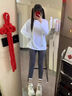 真維斯（JEANSWEST）長(cháng)袖t恤女2025春秋季新款寬松純棉內搭打底衫女裝時(shí)尚百搭上衣服 白色 純色 M 曬單實(shí)拍圖