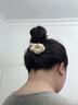 清晨的星星春季奶咖色毛線針織花朵發(fā)夾女氣質(zhì)發(fā)卡毛絨鴨嘴夾后腦勺夾子橫夾 米色大花朵 曬單實(shí)拍圖